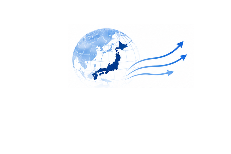 日本地図・地球・青い矢印